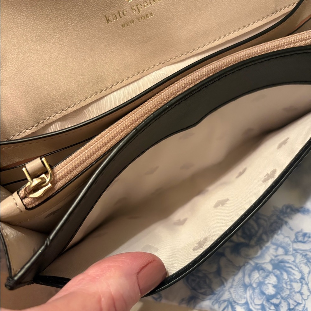 Kate Spade New York Gemma  Black Scallop-Edge Leather Clutch/ Wallet on Chain - Picture 7 of 10